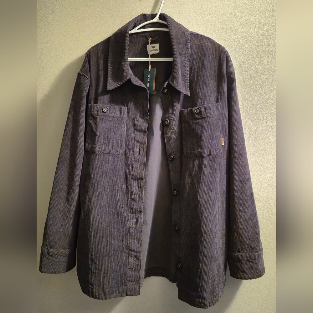 tentree Charcoal Button-Up Shirt EcoStretch Corduroy Overshirt